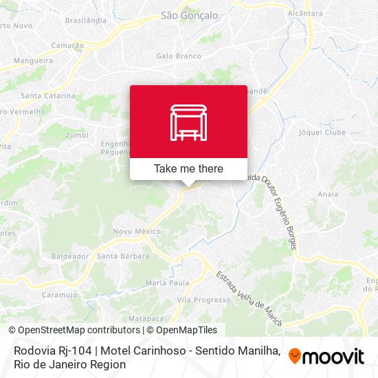 Rodovia Rj-104 | Motel Carinhoso - Sentido Manilha map