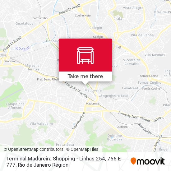 Terminal Madureira Shopping - Linhas 254, 766 E 777 map