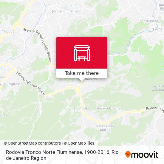 Mapa Rodovia Tronco Norte Fluminense, 1900-2016