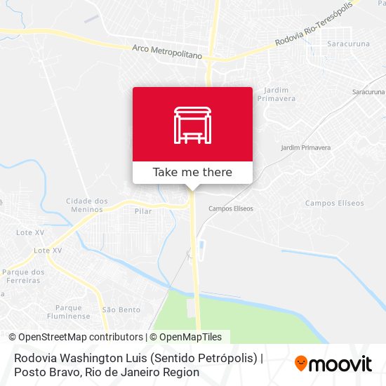 Mapa Rodovia Washington Luis (Sentido Petrópolis) | Posto Bravo
