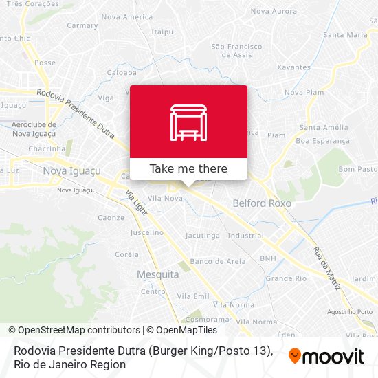 Mapa Rodovia Presidente Dutra (Burger King / Posto 13)