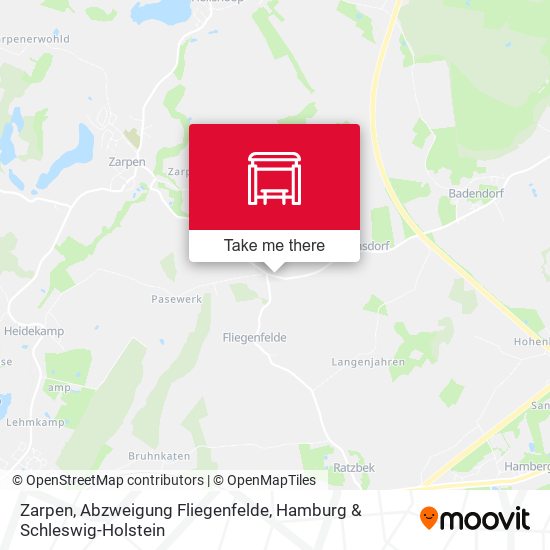 Zarpen, Abzweigung Fliegenfelde map