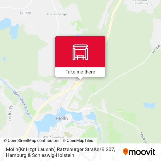 Карта Mölln(Kr Hzgt Lauenb) Ratzeburger Straße / B 207