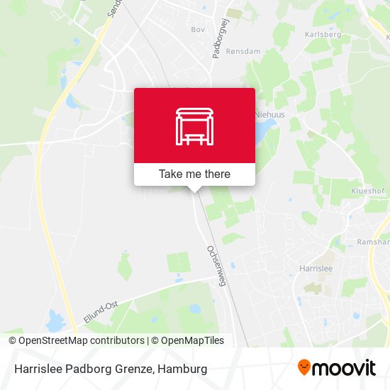 Harrislee Padborg Grenze map