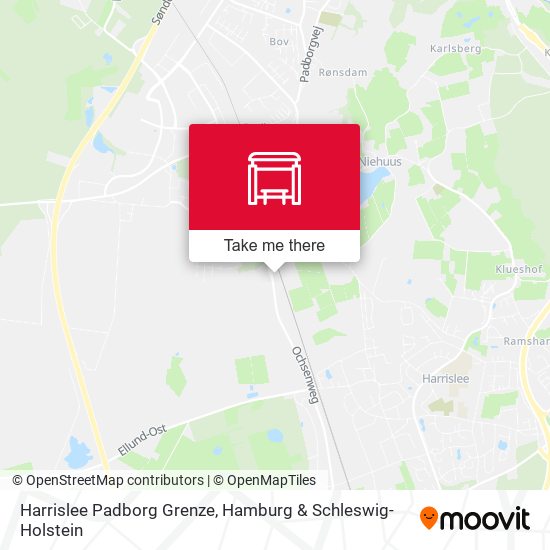 Harrislee Padborg Grenze map