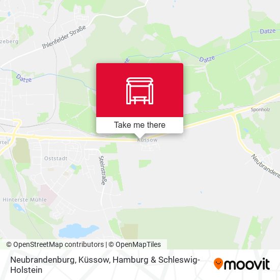Neubrandenburg, Küssow map