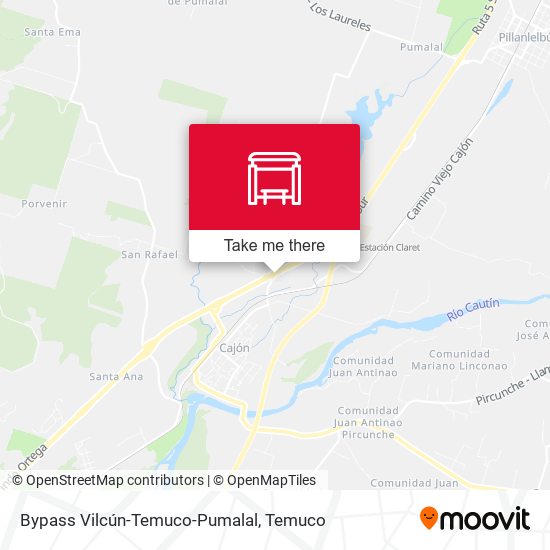 Bypass Vilcún-Temuco-Pumalal map