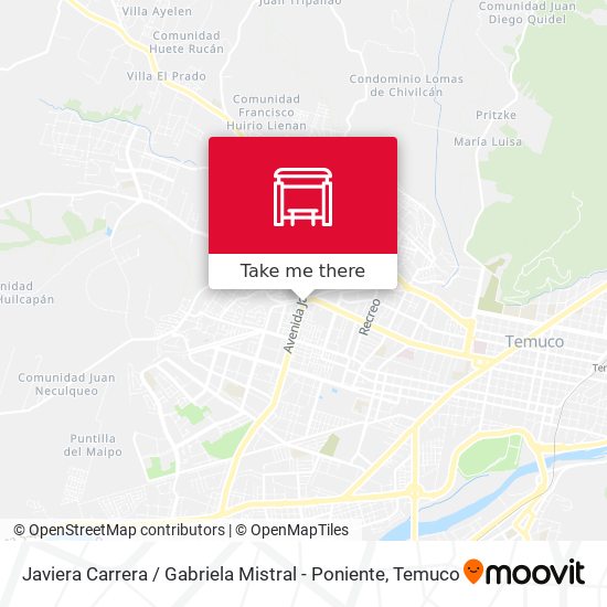 Javiera Carrera / Gabriela Mistral - Poniente map