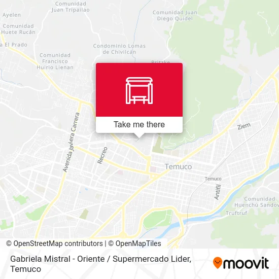 Gabriela Mistral - Oriente / Supermercado Lider map