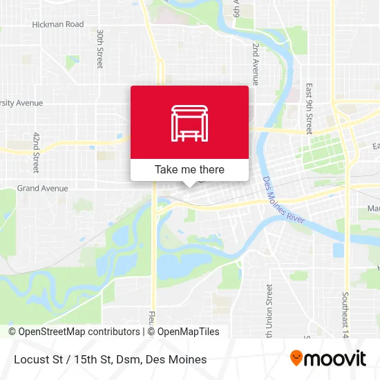 Locust St / 15th St, Dsm map