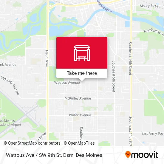 Watrous Ave / SW 9th St, Dsm map