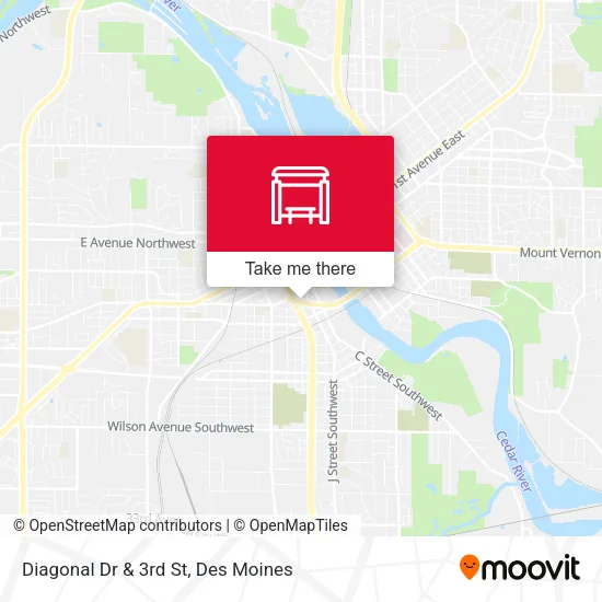 Diagonal Dr & 3rd St map
