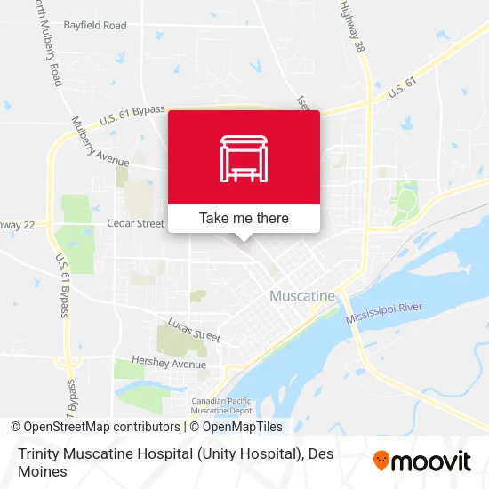 Trinity Muscatine Hospital (Unity Hospital) map
