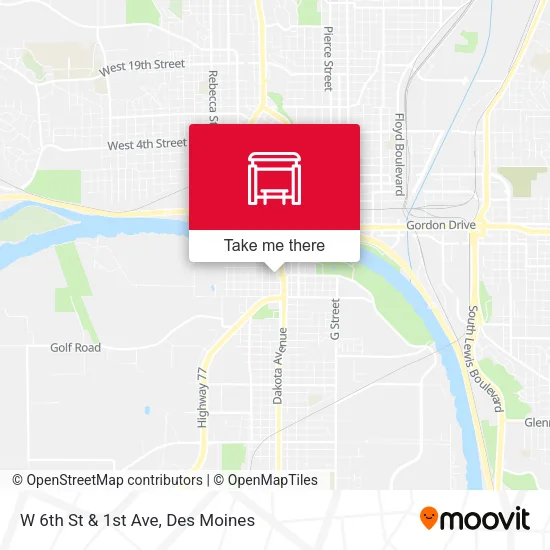 W 6th St & 1st Ave map