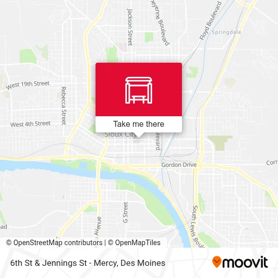 6th St & Jennings St - Mercy map