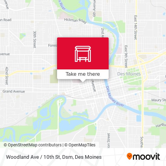 Woodland Ave / 10th St, Dsm map