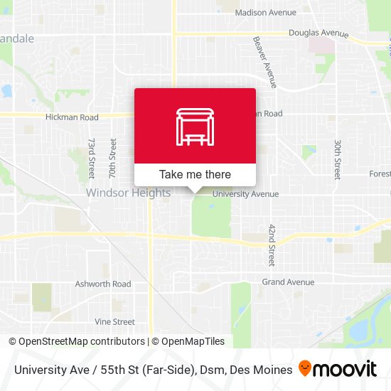 Mapa de University Ave / 55th St (Far-Side), Dsm