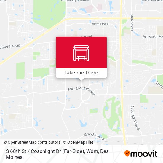 S 68th St / Coachlight Dr (Far-Side), Wdm map