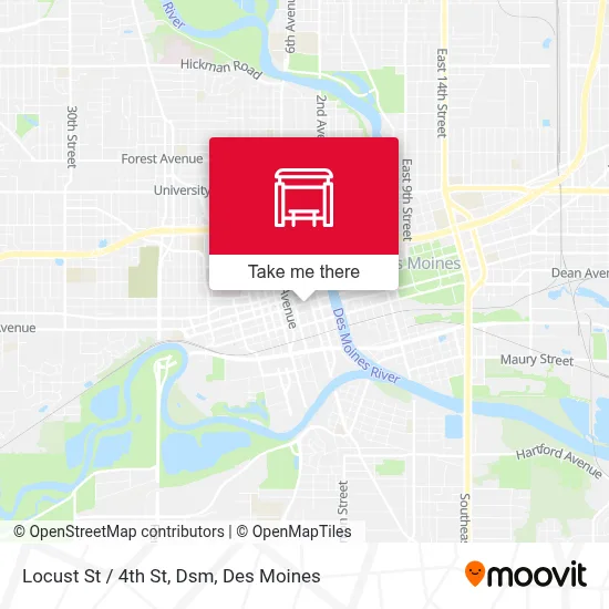 Locust St / 4th St, Dsm map