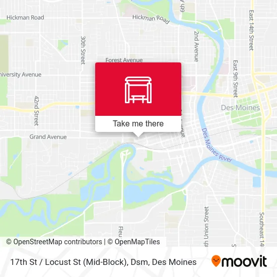 17th St / Locust St (Mid-Block), Dsm map