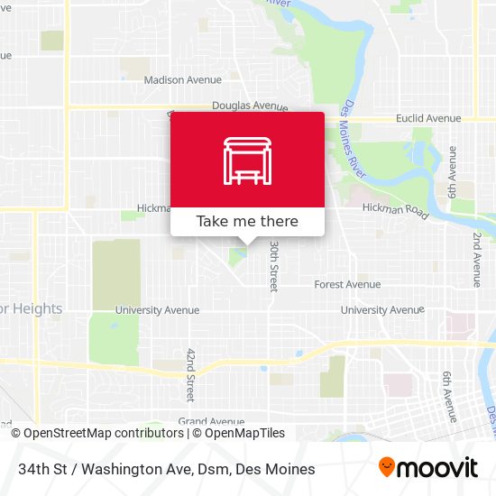 34th St / Washington Ave, Dsm map