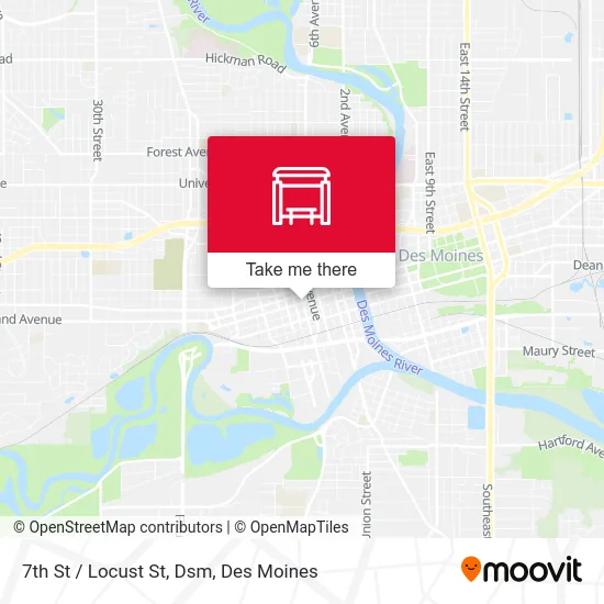 7th St / Locust St, Dsm map