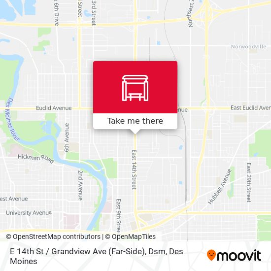 E 14th St / Grandview Ave (Far-Side), Dsm map
