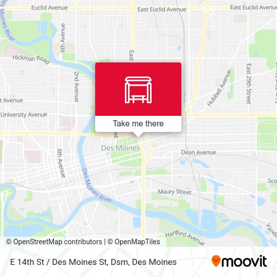 E 14th St / Des Moines St, Dsm map
