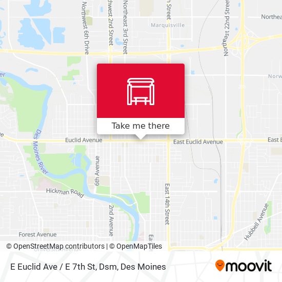 E Euclid Ave / E 7th St, Dsm map