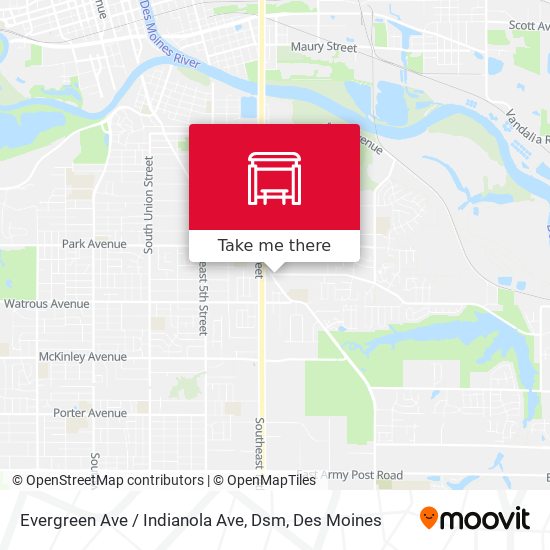 Evergreen Ave / Indianola Ave, Dsm map