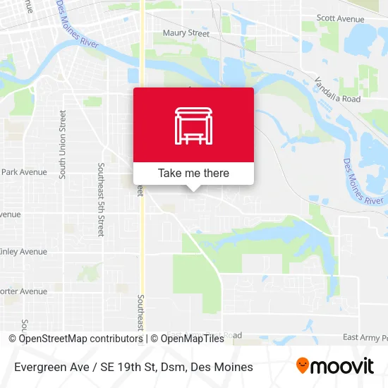 Evergreen Ave / SE 19th St, Dsm map