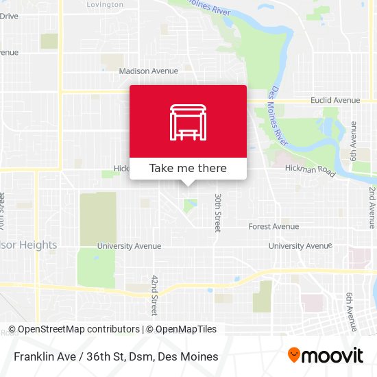 Franklin Ave / 36th St, Dsm map