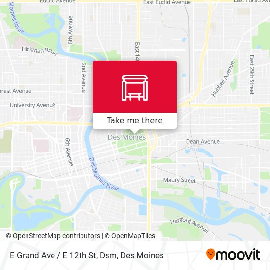 E Grand Ave / E 12th St, Dsm map