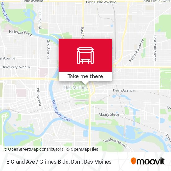 E Grand Ave / Grimes Bldg, Dsm map