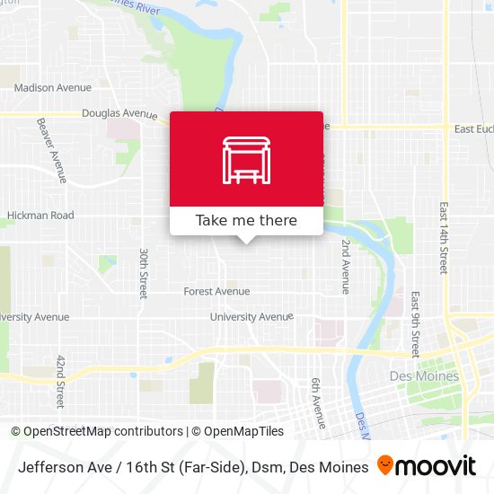 Jefferson Ave / 16th St (Far-Side), Dsm map