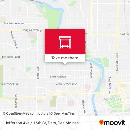 Jefferson Ave / 16th St, Dsm map