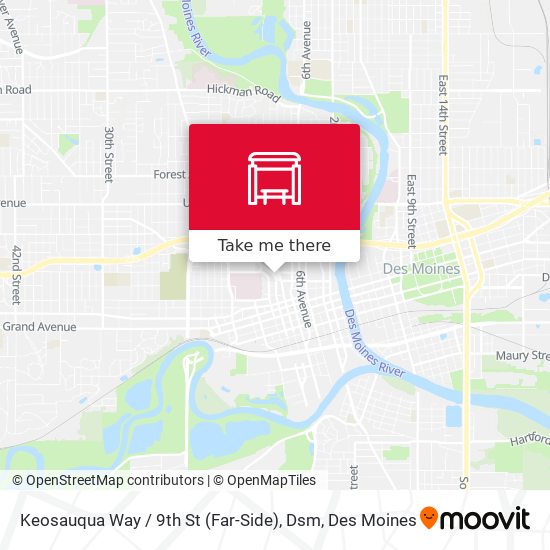 Keosauqua Way / 9th St (Far-Side), Dsm map