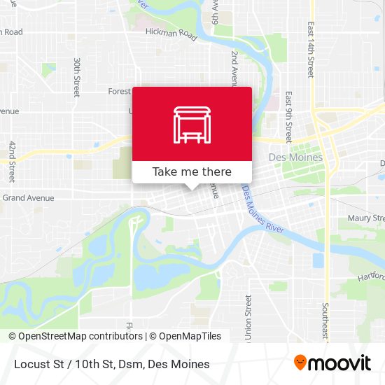 Locust St / 10th St, Dsm map
