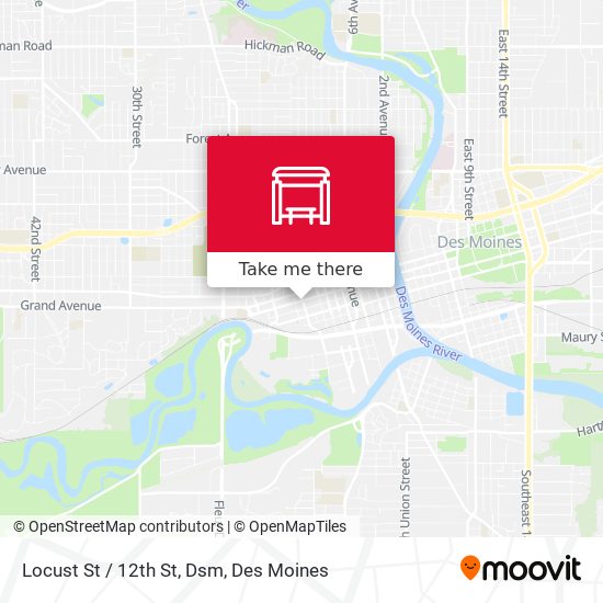 Locust St / 12th St, Dsm map