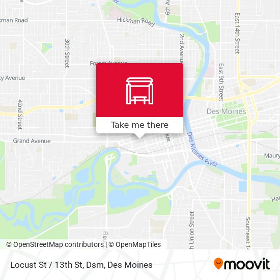 Locust St / 13th St, Dsm map