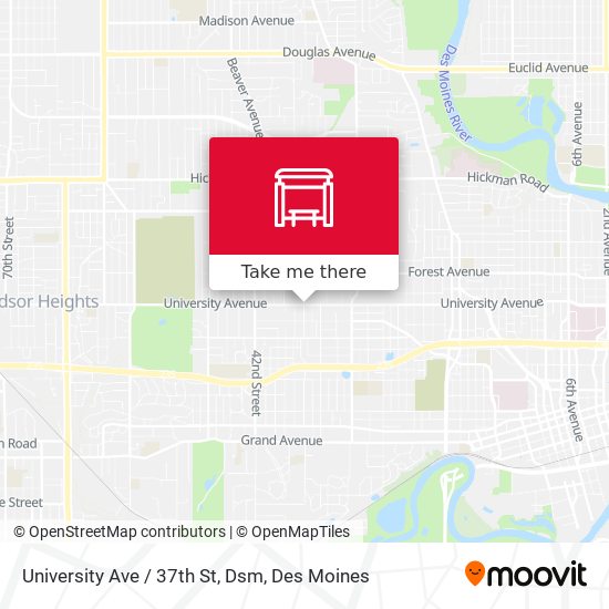 University Ave / 37th St, Dsm map
