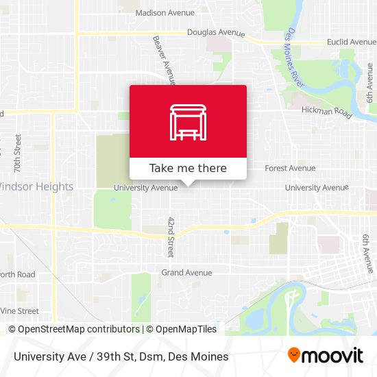 University Ave / 39th St, Dsm map