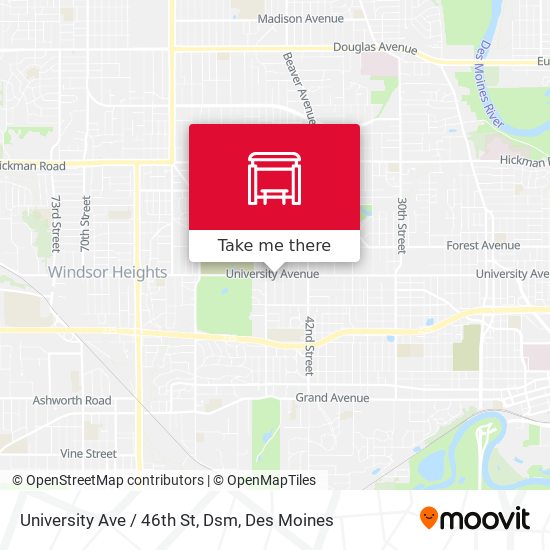 University Ave / 46th St, Dsm map