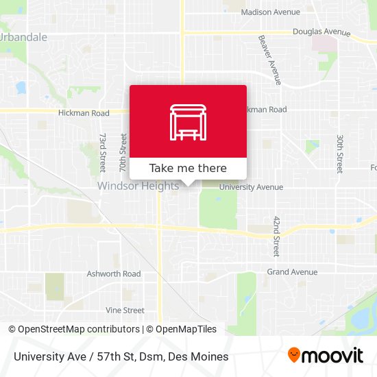 University Ave / 57th St, Dsm map