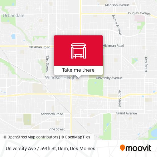 University Ave / 59th St, Dsm map