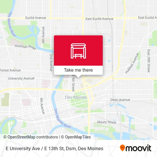 Mapa de E University Ave / E 13th St, Dsm