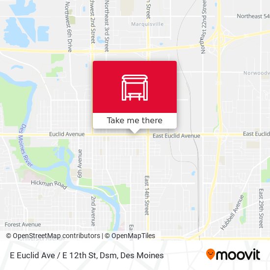 E Euclid Ave / E 12th St, Dsm map