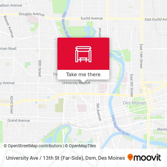 University Ave / 13th St (Far-Side), Dsm map