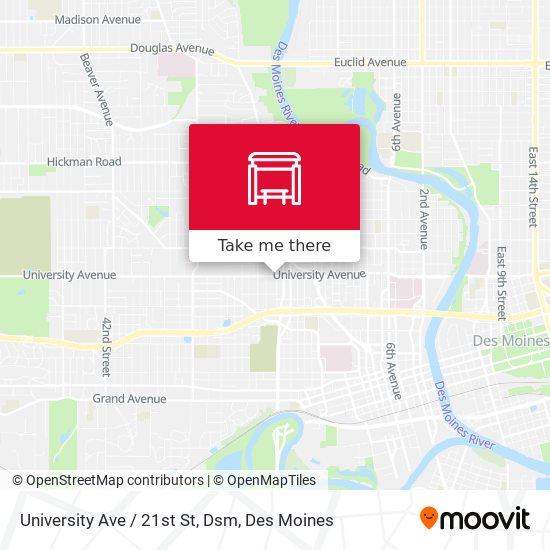 University Ave / 21st St, Dsm map