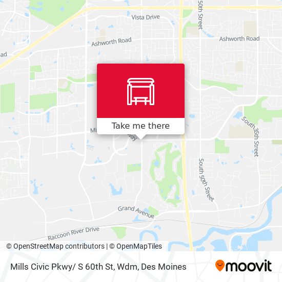 Mills Civic Pkwy/ S 60th St, Wdm map